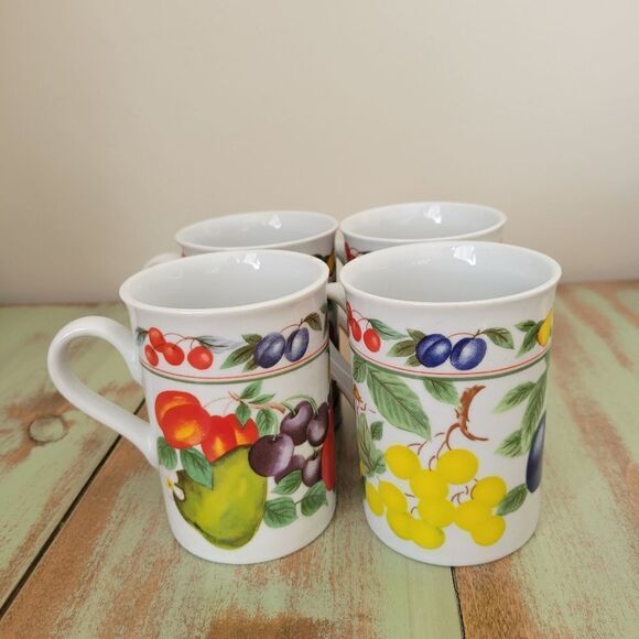 Vintage Roy Kirkham Assorted Fruit Bone China Mugs - Picture 6 of 12